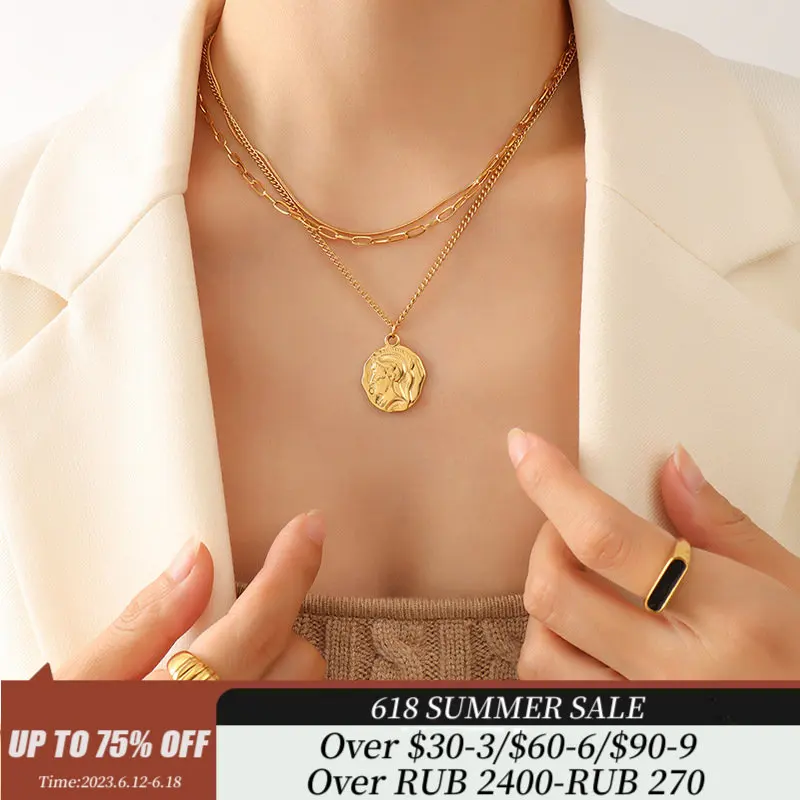 INS Exaggerated Hip Hop Personality Portrait Pendant Multi layered Necklace for Women Titanium Steel Plated 18K Gold Chain
INS Exaggerated Hip Hop Personality Portrait Pendant Multi layered Necklace for Women Titanium Steel Plated 18K Gold Chain