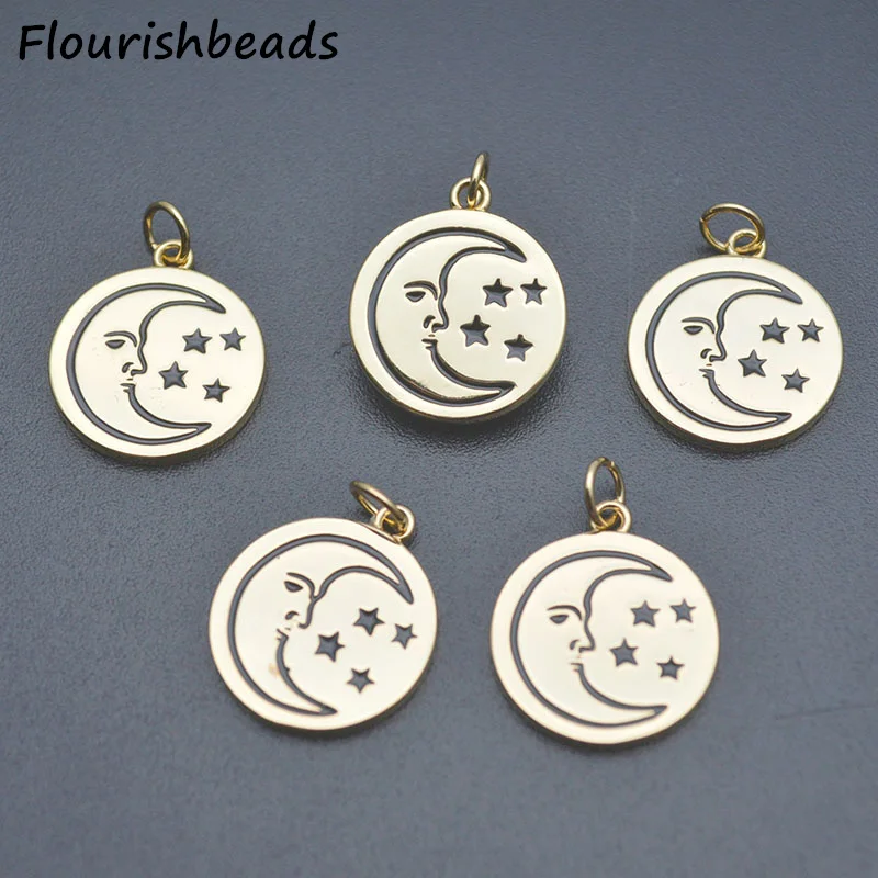Jewelry Making Supplies Color Remain Gold Plated Black Enamel Moon Star Face Charms for Earring Necklace Making 20pc
Jewelry Making Supplies Color Remain Gold Plated Black Enamel Moon Star Face Charms for Earring Necklace Making 20pc