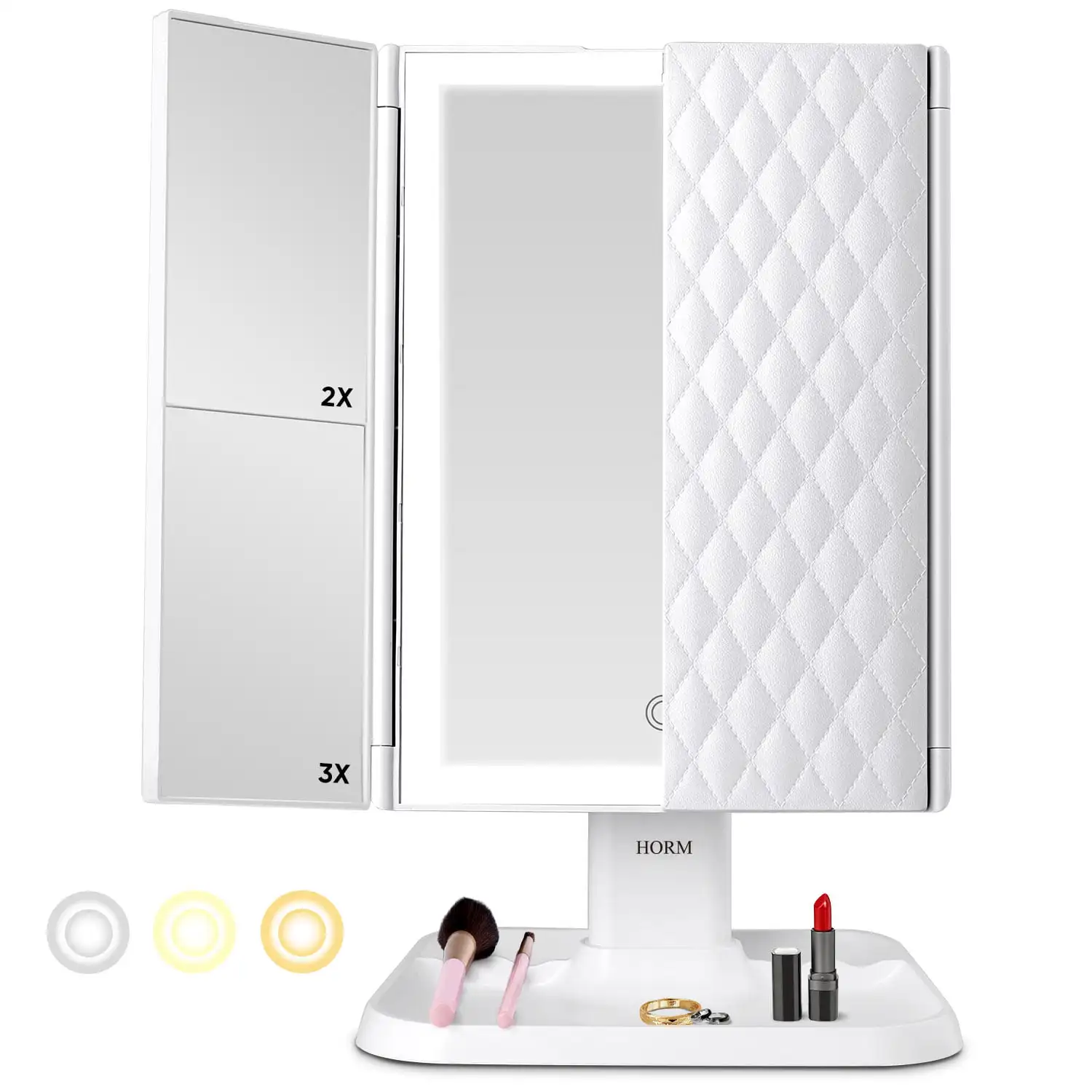 Makeup Mirror Vanity Mirror with 1x 2X 3X Magnification 72LED Lights, Touch Control Trifold Mirror, Portable High De
Makeup Mirror Vanity Mirror with 1x 2X 3X Magnification 72LED Lights, Touch Control Trifold Mirror, Portable High De