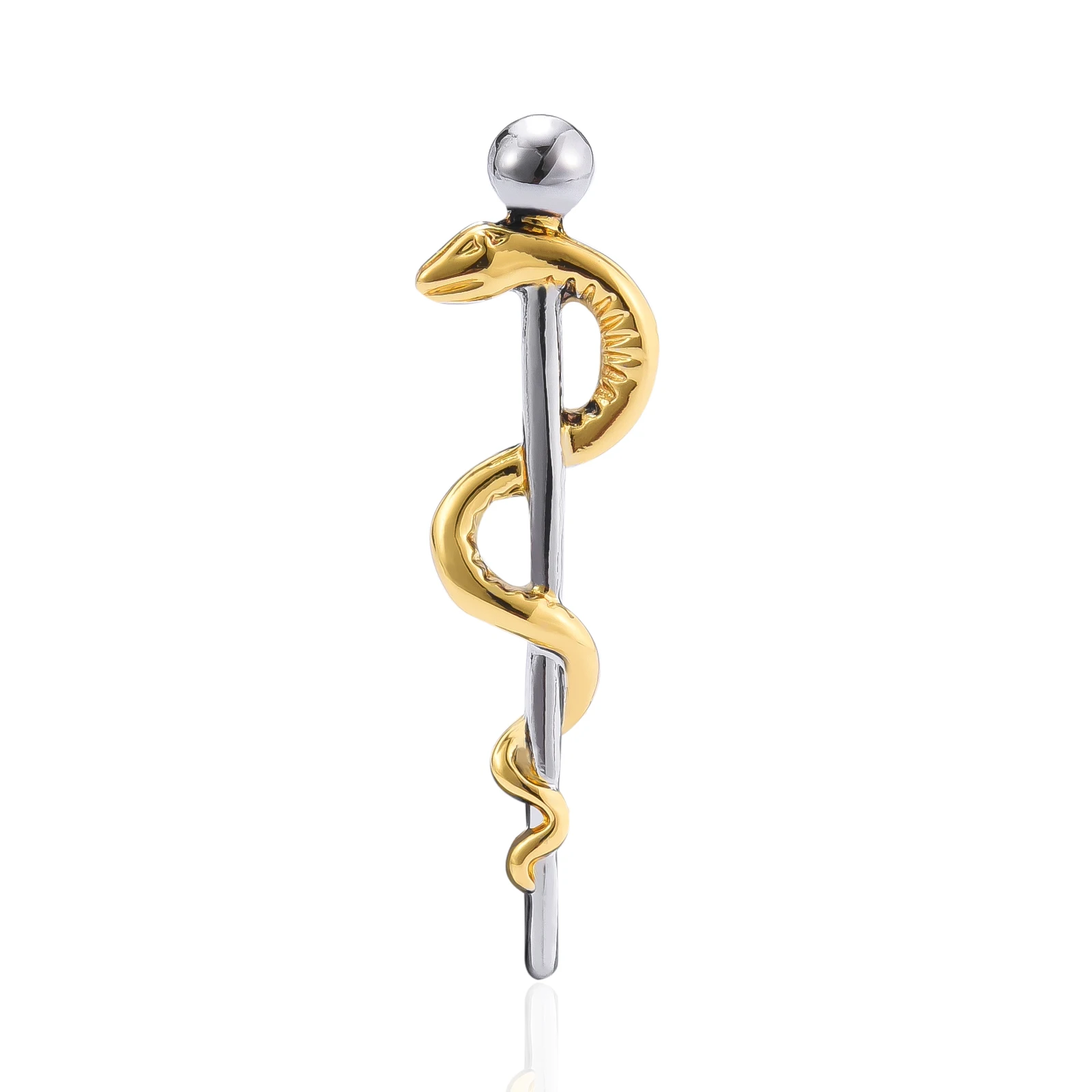 

Gold Silver Plated Caduceus Pin Asclepius Medical Student Brooches Lapel Nurse Doctor Badge Exquisite Jewelry Women Gift