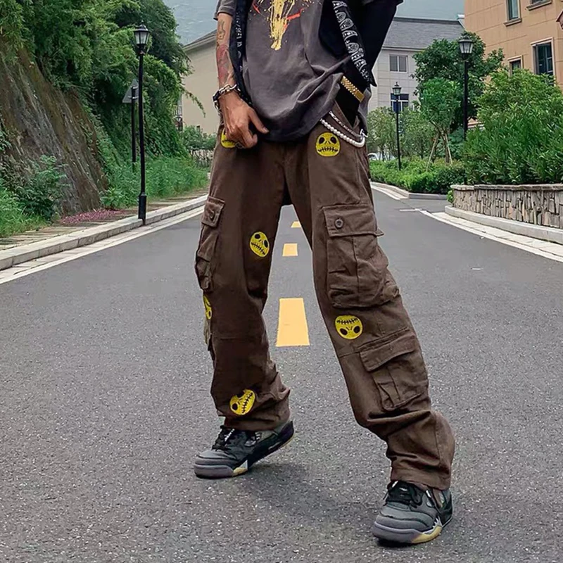 Grimace Drilling Multi-pocke Overalls for Men and Women Straight High Street Oversize Cargo Pants Harajuku Loose Casual Trousers 
Grimace Drilling Multi-pocke Overalls for Men and Women Straight High Street Oversize Cargo Pants Harajuku Loose Casual Trousers