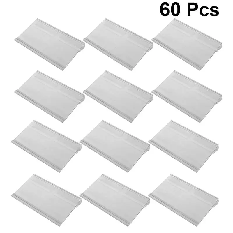 60 Pcs Plastic Sign Label Holder Hanging Hook Shelf Retail Price Tag Label Merchandise Sign Display Holder Stand (Transparent)
60 Pcs Plastic Sign Label Holder Hanging Hook Shelf Retail Price Tag Label Merchandise Sign Display Holder Stand (Transparent)