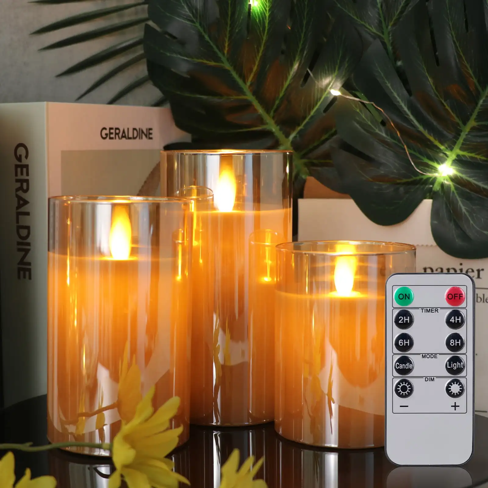 Glass Led Flameless Candles with Timer and Remote Control, 3D Flickering Battery Operated Candles for Christmas Gift Home Decora
Glass Led Flameless Candles with Timer and Remote Control, 3D Flickering Battery Operated Candles for Christmas Gift Home Decora