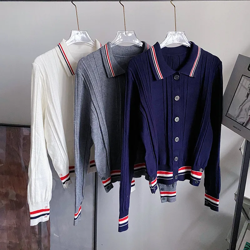 High Quality Korean Style TB Polo Knit Cardigan Women's British College Department Outwear Small Cardigan Sweater Wool Knit Top
High Quality Korean Style TB Polo Knit Cardigan Women's British College Department Outwear Small Cardigan Sweater Wool Knit Top