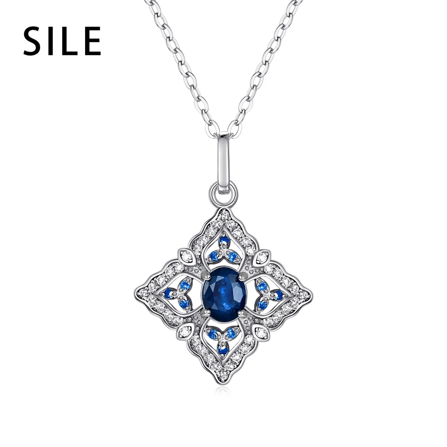 SILE 0.55CT Gemstone Necklaces Women Natural Sapphire Pendant Collares Para Mujer 925 Sterling Silver Clavicle Chain Jewelries
SILE 0.55CT Gemstone Necklaces Women Natural Sapphire Pendant Collares Para Mujer 925 Sterling Silver Clavicle Chain Jewelries