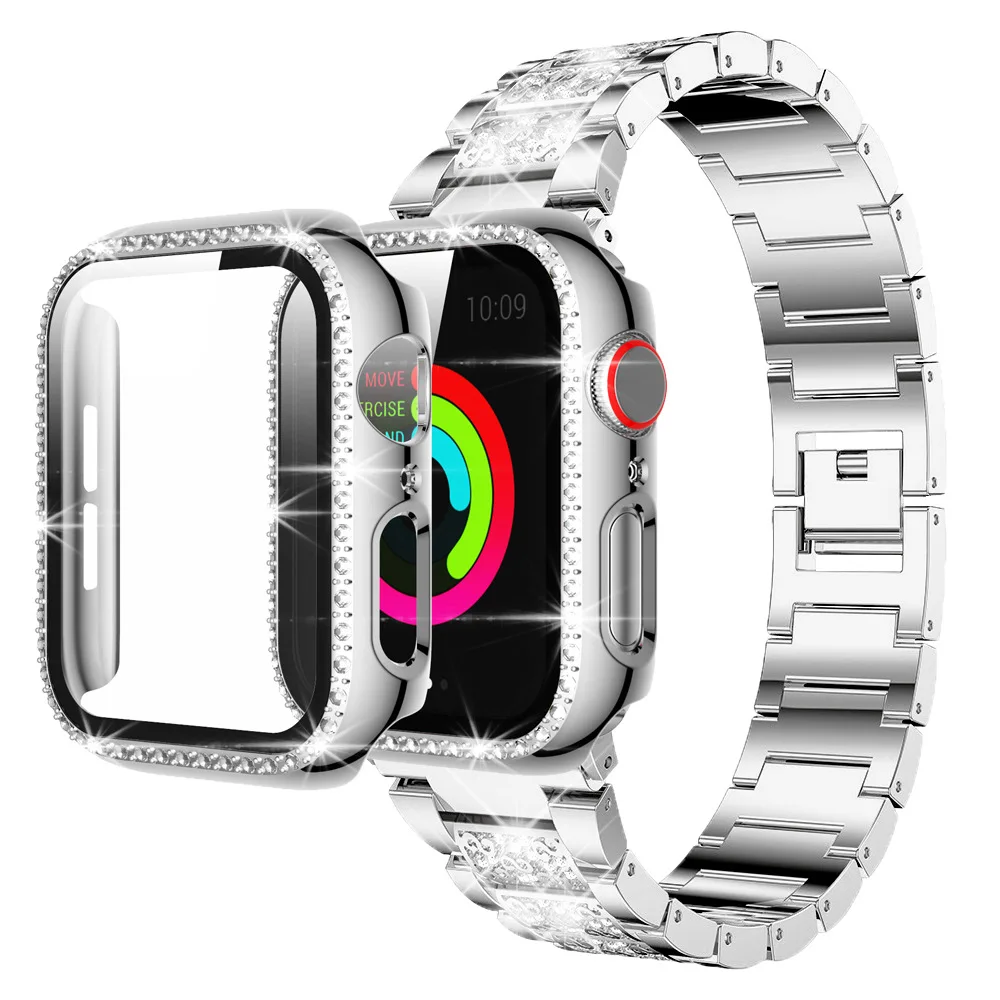 Women Bling Case with Wristband for Apple Watch 38mm 40mm 41mm Stainless Steel Band for iWatch SE 7 6 5 4 3 Screen Protector
Women Bling Case with Wristband for Apple Watch 38mm 40mm 41mm Stainless Steel Band for iWatch SE 7 6 5 4 3 Screen Protector