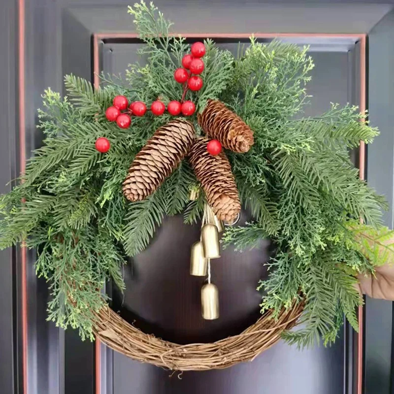 

Рождественский венок в стиле бохо, праздничный венок, искусственный венок, подвесная гирлянда на рождественскую елку для входной двери, праздничный декор, прочный