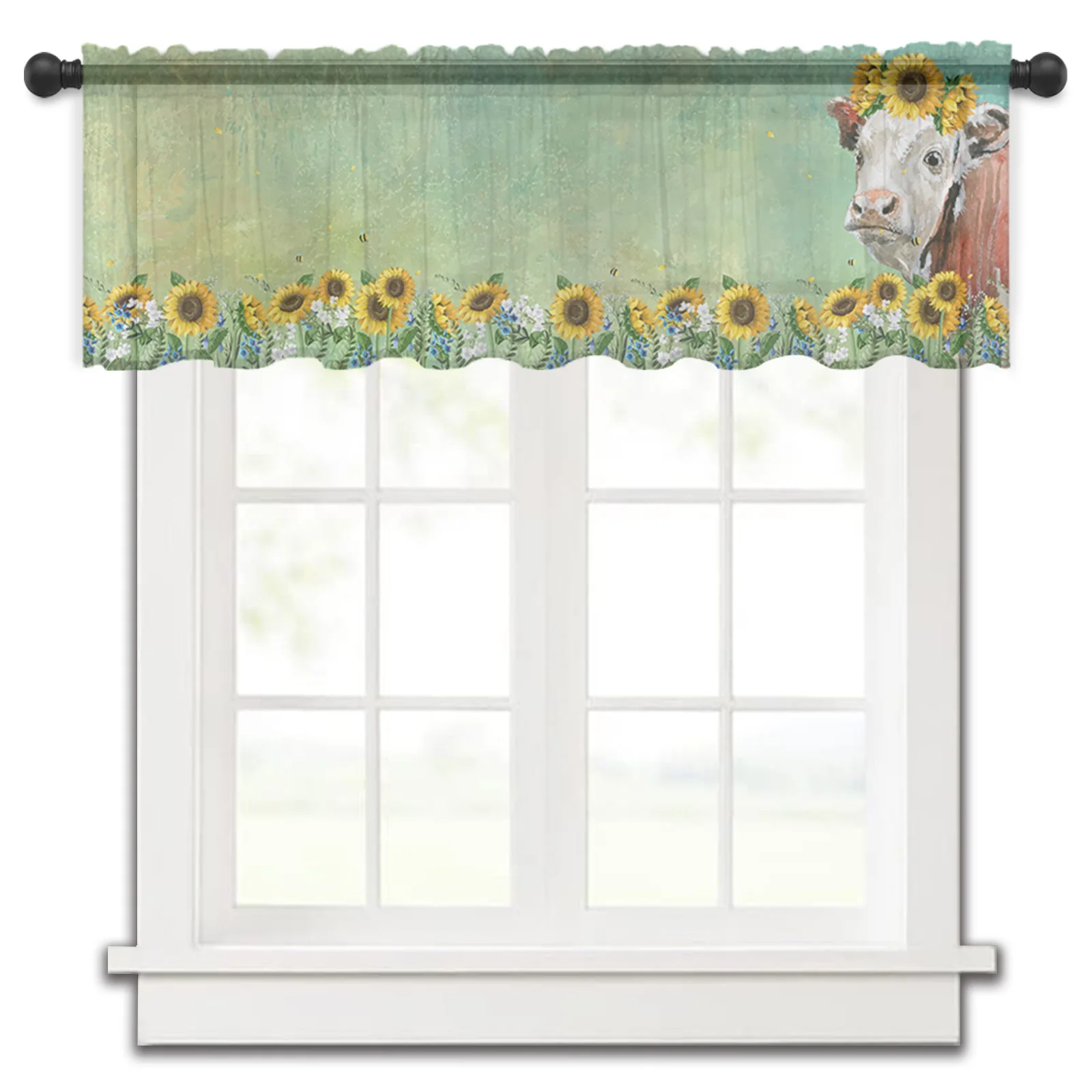 American Country Style Sunflower Cow Farm Kitchen Curtains Tulle Sheer Short Curtain Bedroom Living Room Home Decor Voile Drapes
American Country Style Sunflower Cow Farm Kitchen Curtains Tulle Sheer Short Curtain Bedroom Living Room Home Decor Voile Drapes