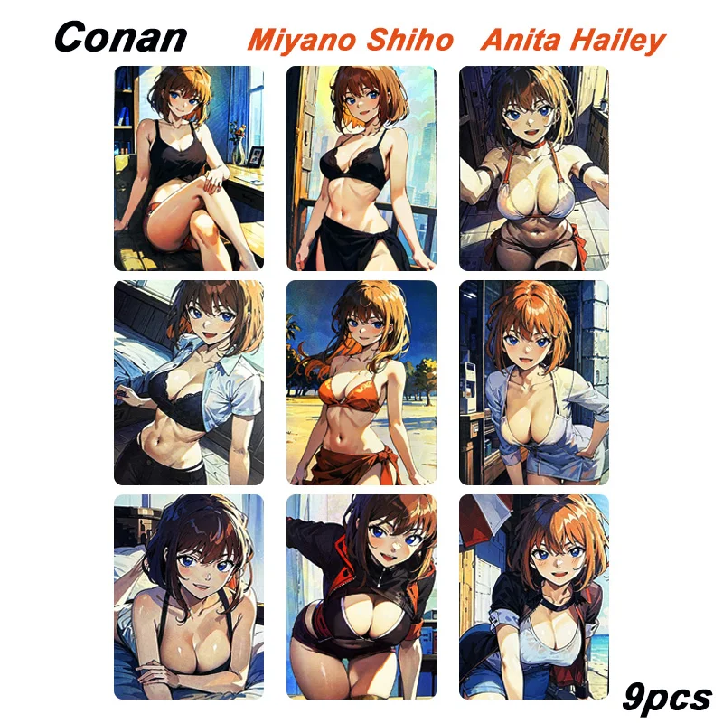 ACG 9pcs/set Conan Anime collection card Bronzing flash card Homemade Miyano Shiho Anita Hailey Board game card Christmas gift
ACG 9pcs/set Conan Anime collection card Bronzing flash card Homemade Miyano Shiho Anita Hailey Board game card Christmas gift