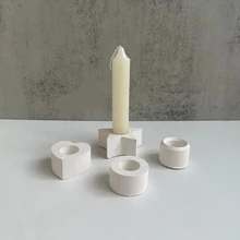 Heart Star Candle Holder Silicone Mold Round Candlestick Holder Casting Mould Concrete Molds Rod Taper Candles Holder Resin Mold
