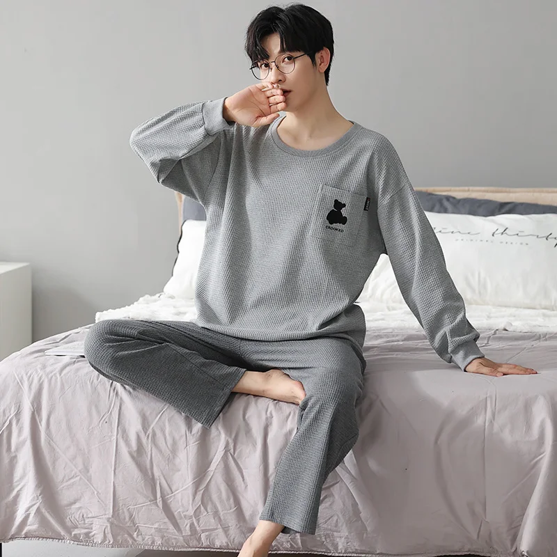 QUHENG Men's Cotton Pajamas Set Long Sleeved Trousers Nightwear Home Wear Suits Simple Fashion Sleepwear for Men Home Clothing
QUHENG Men's Cotton Pajamas Set Long Sleeved Trousers Nightwear Home Wear Suits Simple Fashion Sleepwear for Men Home Clothing