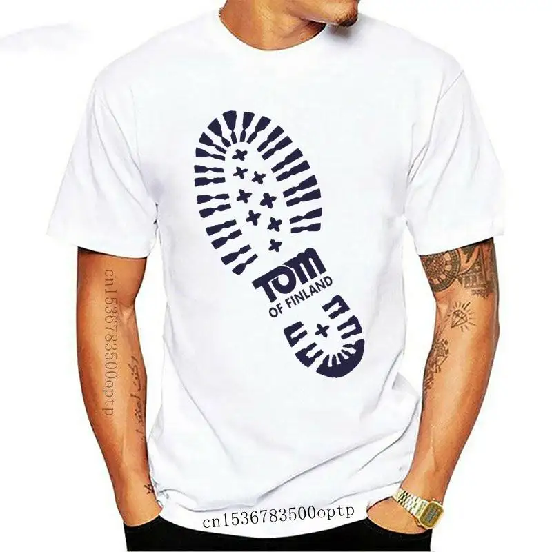 

Mens clothing Man T-shirt Tom of Finland Boot Print T-Shirt Wei&szlig Tshirt Herren Fetisch Fetish Portofrei!