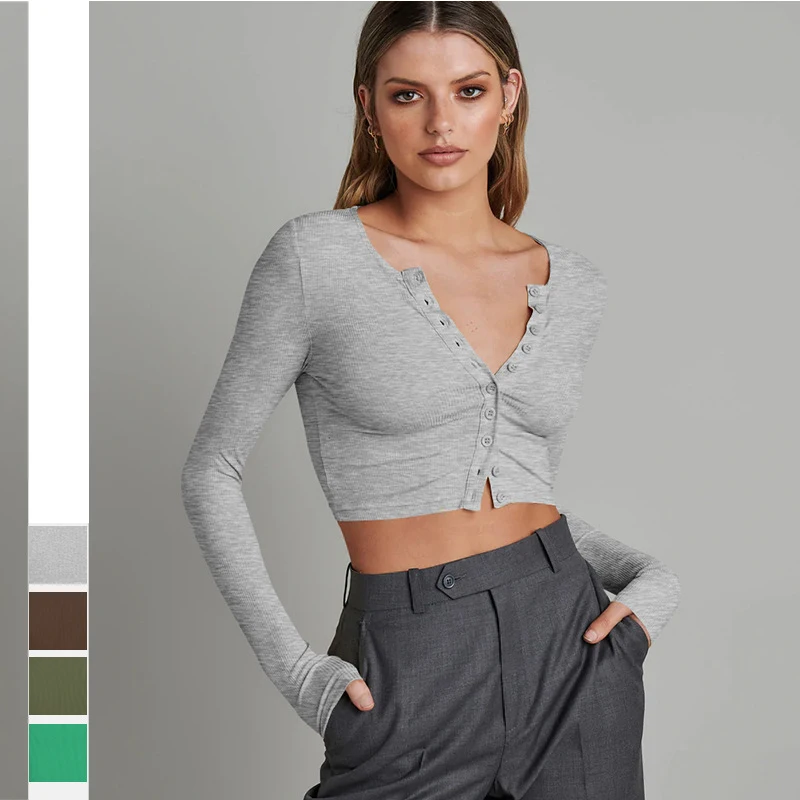 Hot New Fall Button Cardigan Short Section Dewy Knitted Ribbed Long-Sleeved Tops Female Urban Wind Wholesale
Hot New Fall Button Cardigan Short Section Dewy Knitted Ribbed Long-Sleeved Tops Female Urban Wind Wholesale