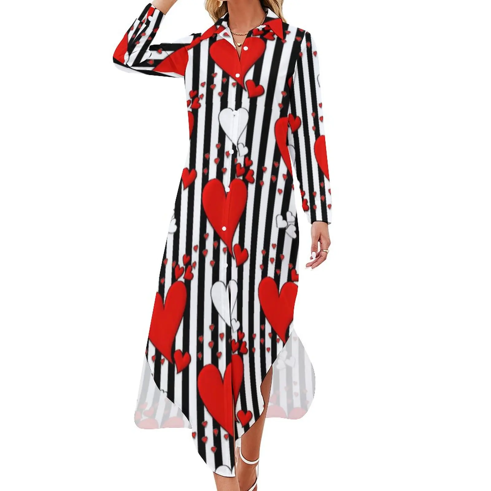 Valentine Heart Print Chiffon Dress Black Stripes Cute Dresses Street Fashion Casual Dress Sexy Pattern Vestido Big Size 4XL 5XL
Valentine Heart Print Chiffon Dress Black Stripes Cute Dresses Street Fashion Casual Dress Sexy Pattern Vestido Big Size 4XL 5XL