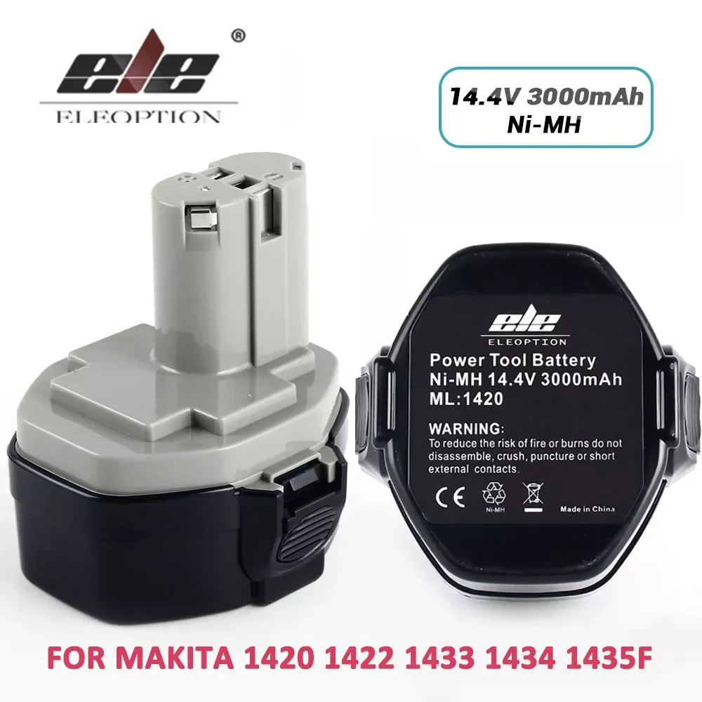 ELEOPTION 14.4V 3000MAH BATTERY FOR MAKITA 14.4V Battery 3.0AH 1420 1422 1433 1434 1435F 193158-3 Power Tool Ni-MH
ELEOPTION 14.4V 3000MAH BATTERY FOR MAKITA 14.4V Battery 3.0AH 1420 1422 1433 1434 1435F 193158-3 Power Tool Ni-MH
