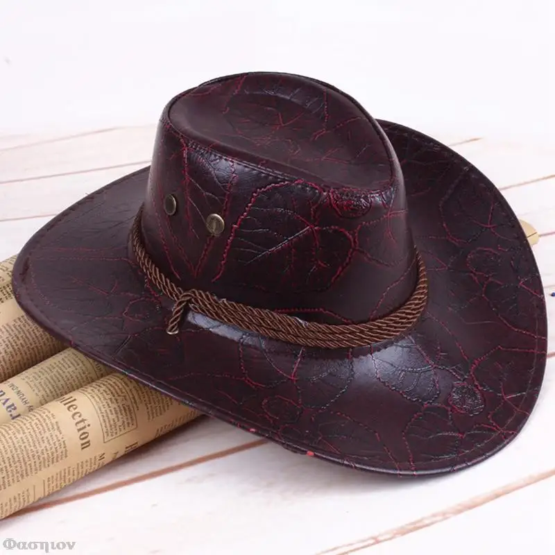 Western Cowboy Hats PU Leather Mongolia Grassland Sunscreen Rider Cap Cosplay Cowboy Climbing Hat Unisex Women Men Caps Fashion
Western Cowboy Hats PU Leather Mongolia Grassland Sunscreen Rider Cap Cosplay Cowboy Climbing Hat Unisex Women Men Caps Fashion