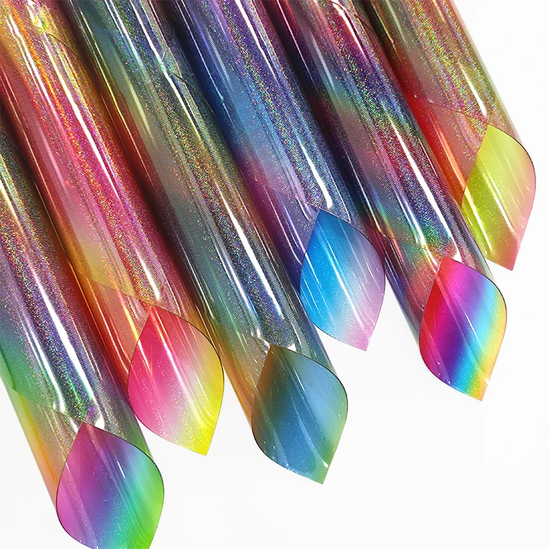 Gradient Rainbow Color fine sparkle Transparent PVC Jelly Faux Leather Sheets Synthetic Leather Fabric for Hair Bows Pouches Bag
Gradient Rainbow Color fine sparkle Transparent PVC Jelly Faux Leather Sheets Synthetic Leather Fabric for Hair Bows Pouches Bag