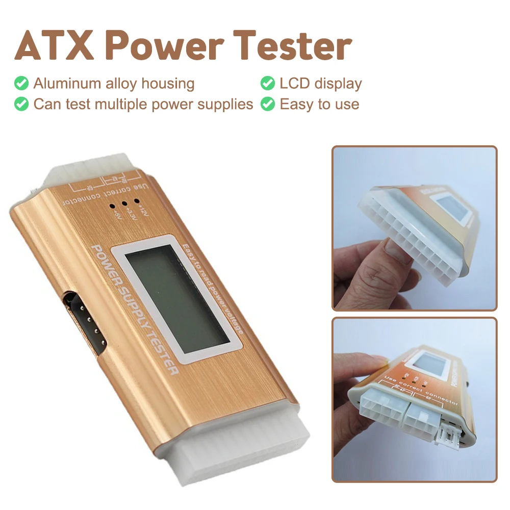 

Digital LCD Display PC Computer 20/24 Pin Power Supply Tester Check ATX BTX Source Tester Power Measuring Diagnostic Tester Tool