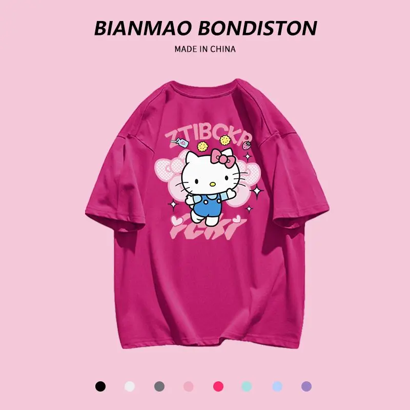 Hello Kitty Short Sleeve 100% Cotton Sanrio Kawaii Cute Sweet Beauty Summer Loose T-Shirt Dragon Fruit Color Tops High Quality
Hello Kitty Short Sleeve 100% Cotton Sanrio Kawaii Cute Sweet Beauty Summer Loose T-Shirt Dragon Fruit Color Tops High Quality