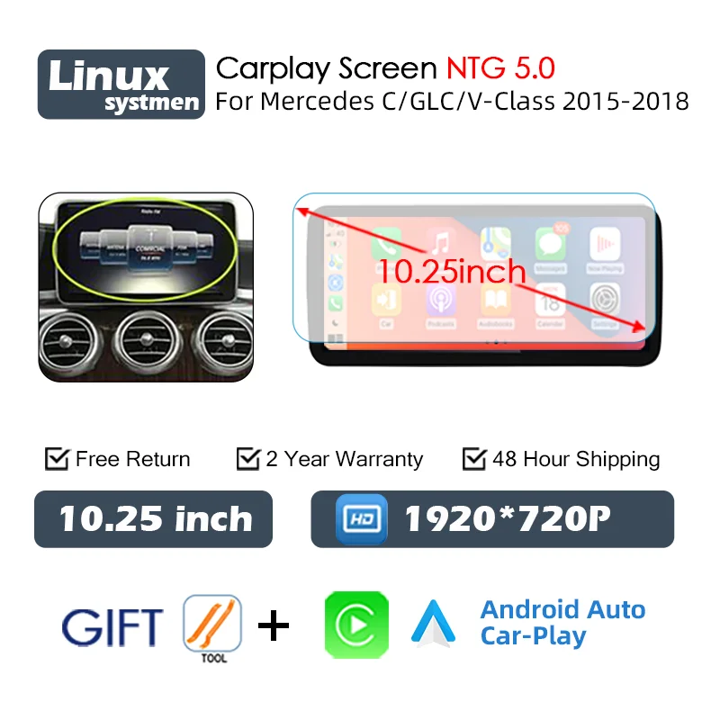 Беспроводной экран Carplay для Mercedes C Class W205 GLC X253 C180 C200 300 350 2015-2018 Автомобильный мультимедийный плеер Android Auto Radio
Беспроводной экран Carplay для Mercedes C Class W205 GLC X253 C180 C200 300 350 2015-2018 Автомобильный мультимедийный плеер Android Auto Radio
