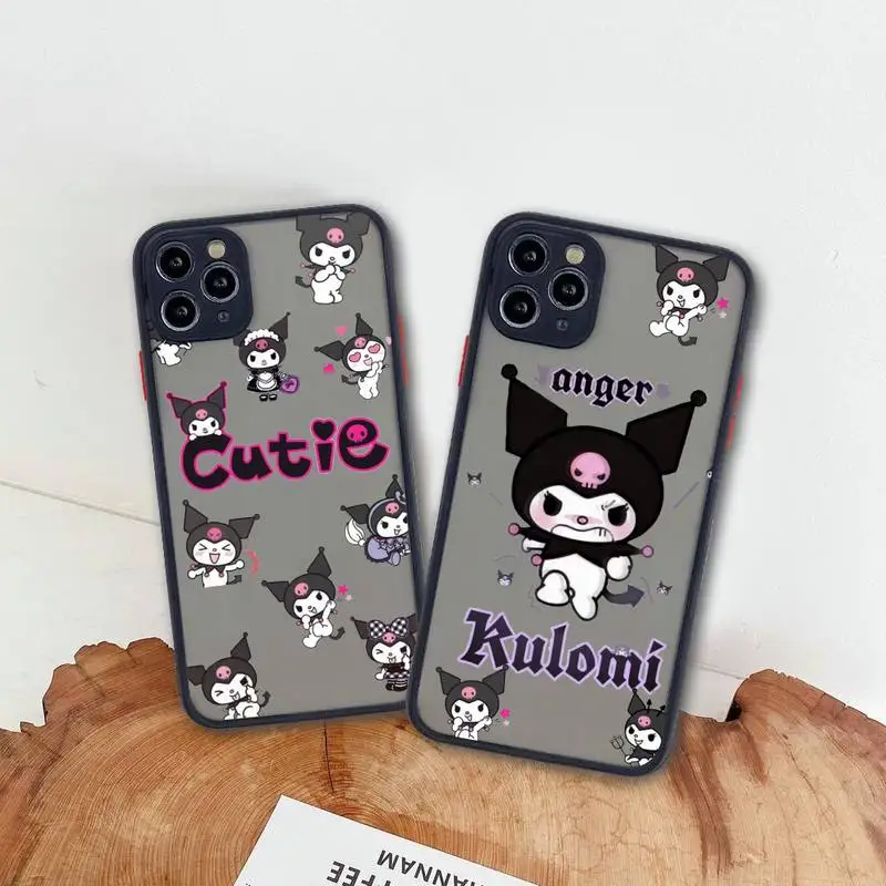 

Cute Sanrio kuromi Phone Case For iphone 14 Plus 13 12 11 Pro Max Mini XS X XR Matte Transparent Cover