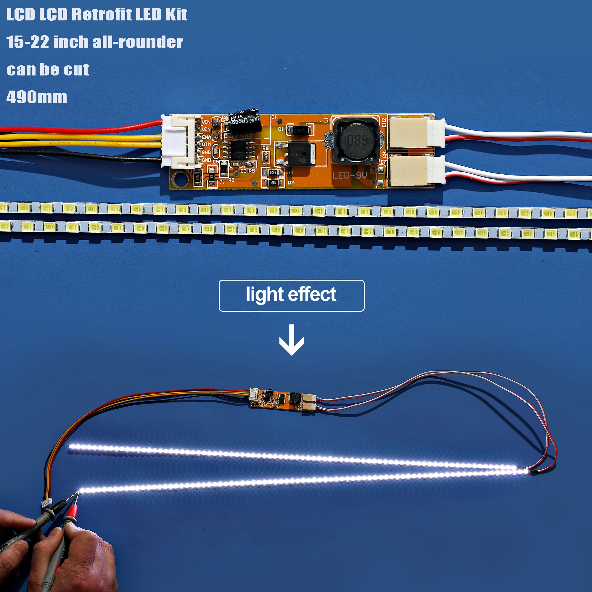 490mm 1set 22" LED Backlight Strip Monitor Universal DC 10-30V CCFL LCD Screen to Module Brightness Adjustable - купить по