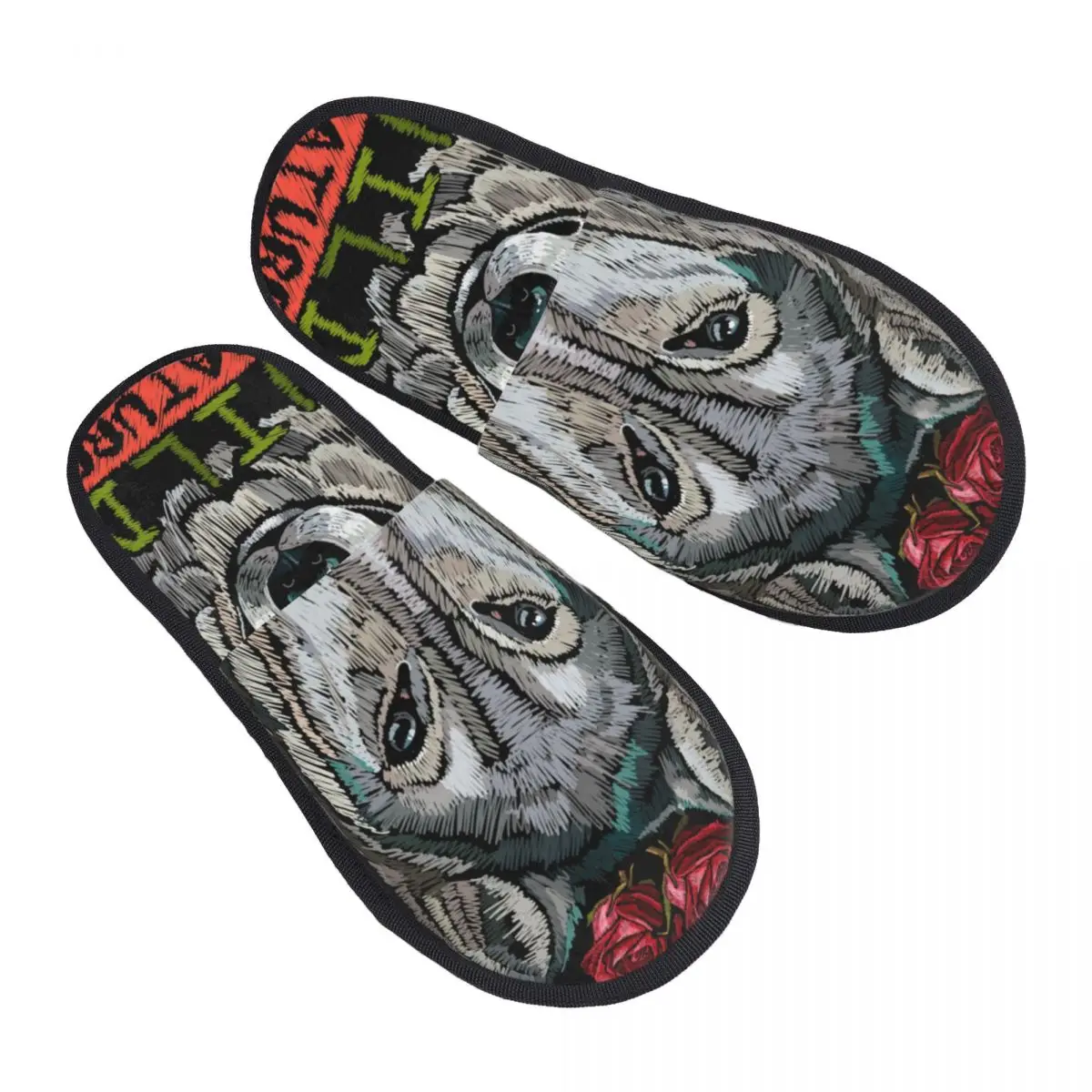Men Women Plush Indoor Slippers Embroidery Wild Wolf And Red Roses Warm Soft Shoes Home Footwear Autumn Winter 2023
Men Women Plush Indoor Slippers Embroidery Wild Wolf And Red Roses Warm Soft Shoes Home Footwear Autumn Winter 2023