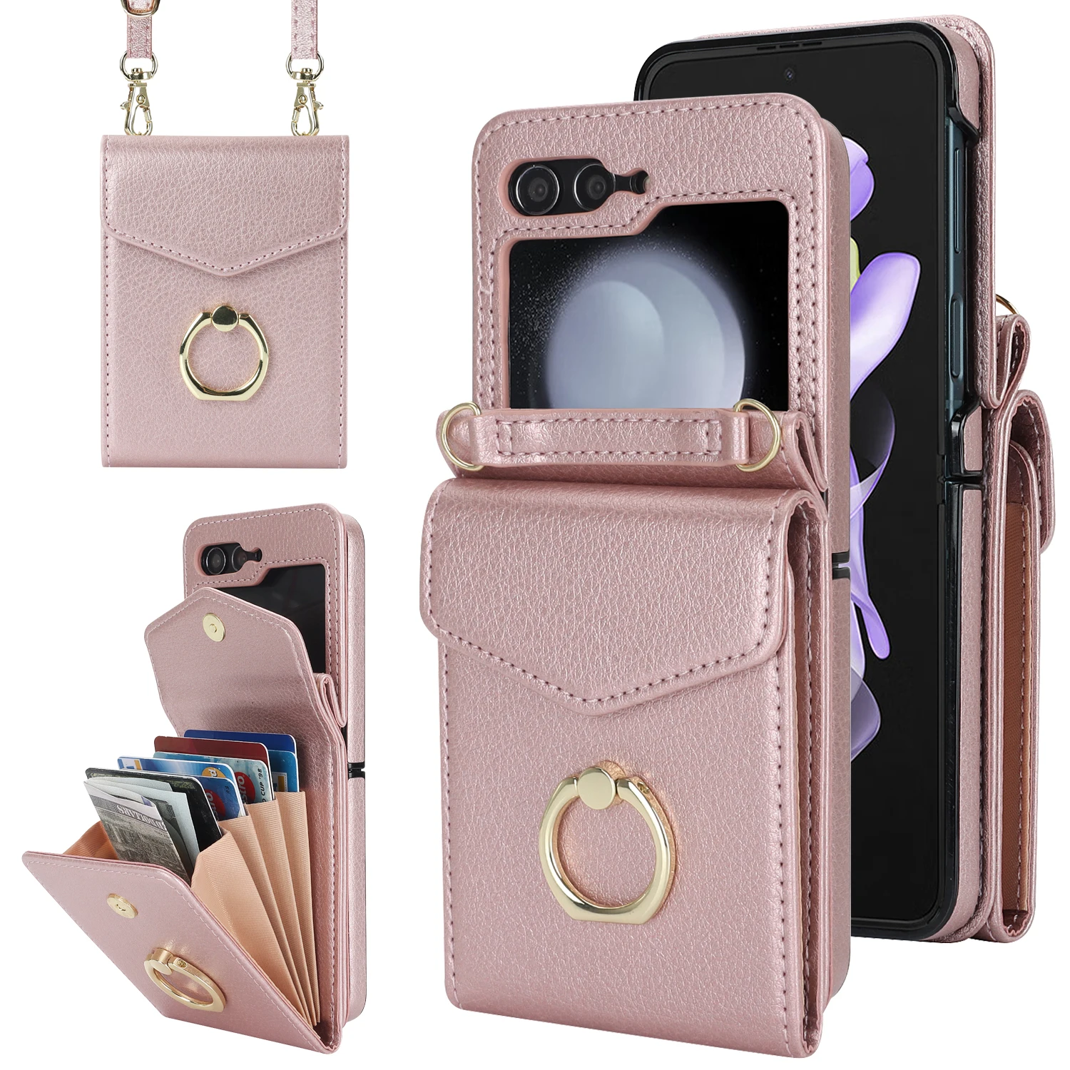 Ring Stand Crossbody Case For Samsung Galaxy Z Flip 5 Flip5 5G RFID Blocking Organ Card Holder Shoulder Strap Lanyard Cover
Ring Stand Crossbody Case For Samsung Galaxy Z Flip 5 Flip5 5G RFID Blocking Organ Card Holder Shoulder Strap Lanyard Cover