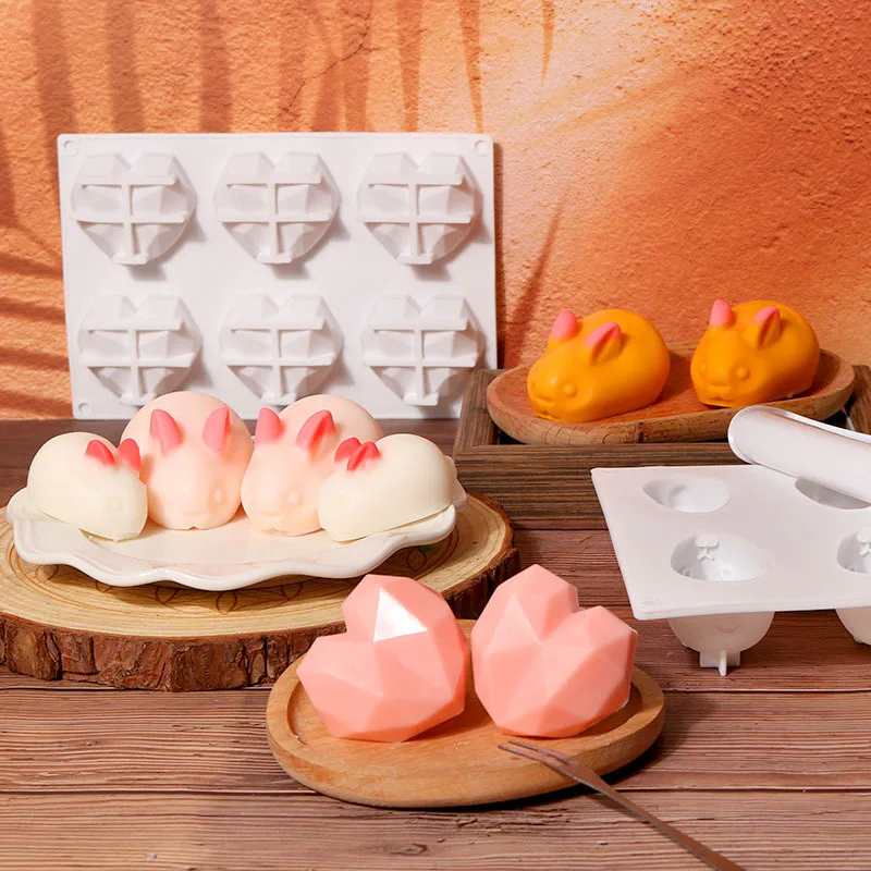 6 Holes Rabbit Silicone Mold 8 Holes 3D Heart Shape Cake Mould Handmade Soap Candle Model Mousse Cake Decorating Tools Bakeware
6 Holes Rabbit Silicone Mold 8 Holes 3D Heart Shape Cake Mould Handmade Soap Candle Model Mousse Cake Decorating Tools Bakeware