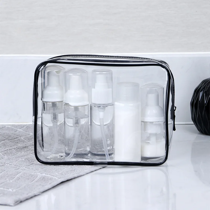 Women's Pvc Cosmetic Wash Bag Transparent PVC Waterpoof Zipper Travel Cosmetics Cream Empty Bottle Make Up Storage Holder Bags
Women's Pvc Cosmetic Wash Bag Transparent PVC Waterpoof Zipper Travel Cosmetics Cream Empty Bottle Make Up Storage Holder Bags