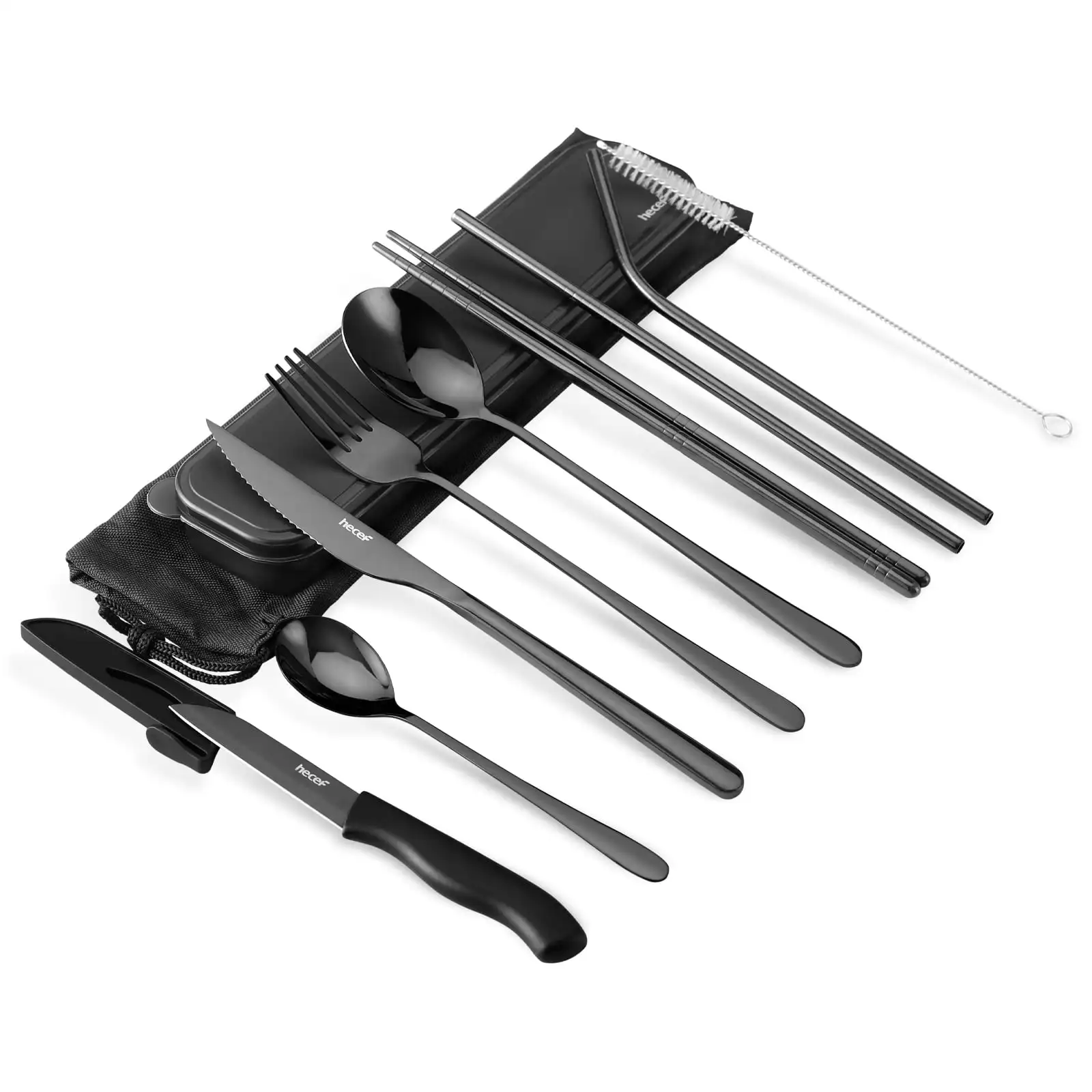 11 Pieces Portable Utensils, Stainless Steel Travel Camping Cutlery Flatware Silverware Set with Carrying Case
11 Pieces Portable Utensils, Stainless Steel Travel Camping Cutlery Flatware Silverware Set with Carrying Case
