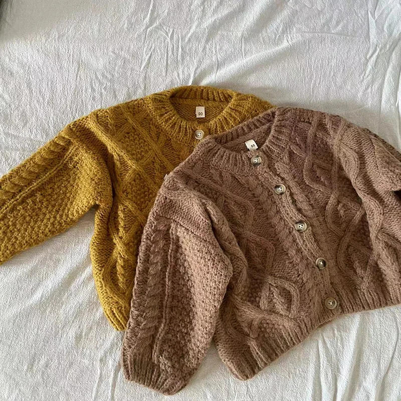 

MILANCEL Autumn New Kids Sweaters Single Breast Girls Cardigans Base Boys Knitwear