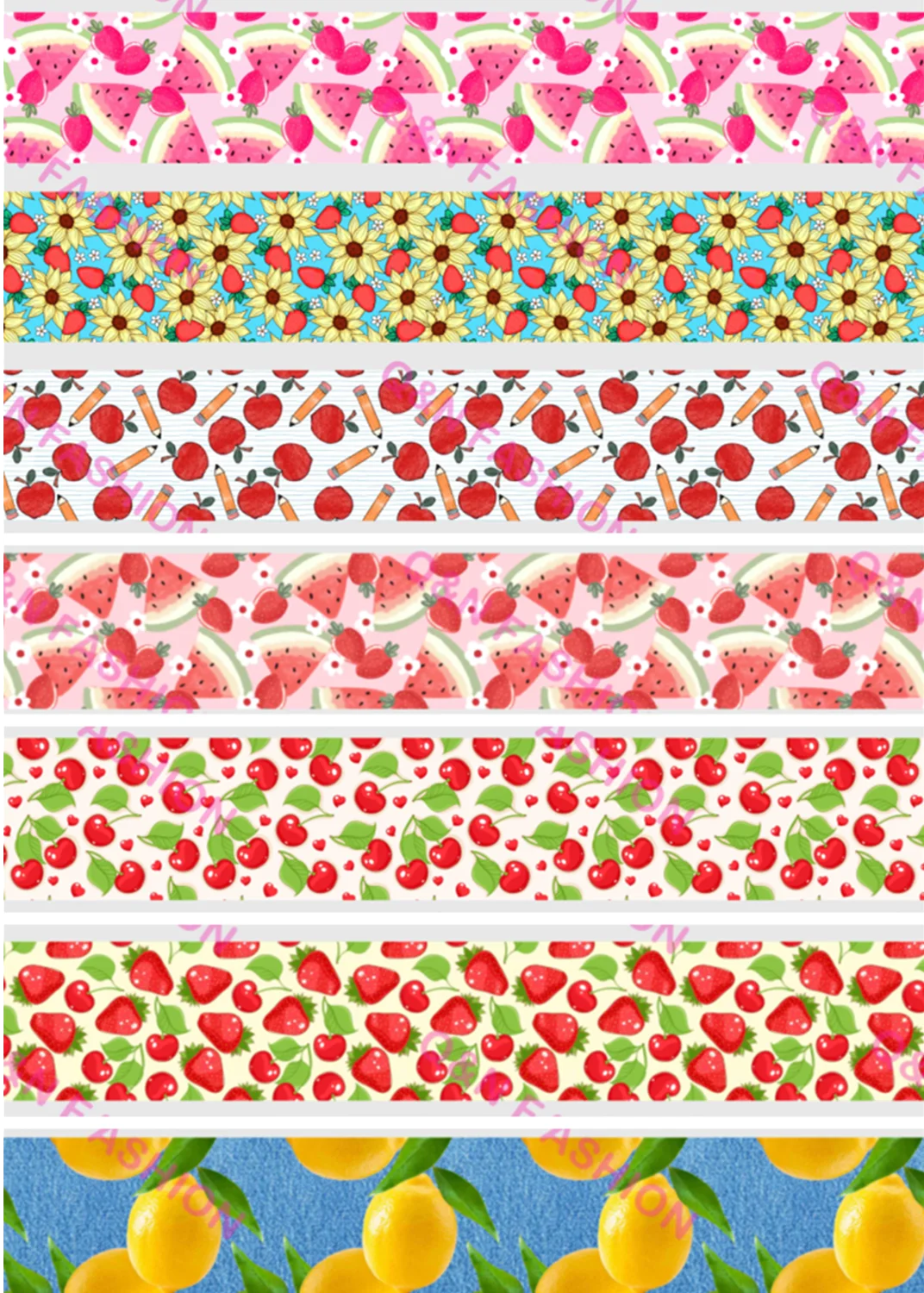 Q&N Ribbon New summer Fruit Design 16mm ~ 75mm Grosgrain FOE Printed Decoration Gift Box DIY Craft Materials Bows For Crafts
Q&N Ribbon New summer Fruit Design 16mm ~ 75mm Grosgrain FOE Printed Decoration Gift Box DIY Craft Materials Bows For Crafts