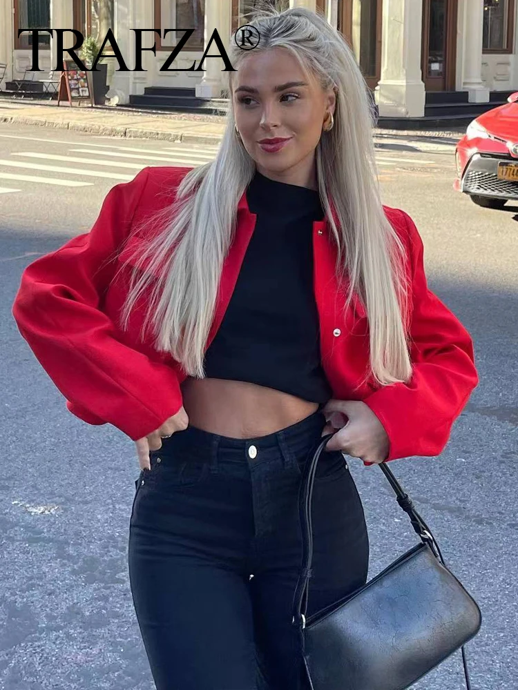 TRAFZA Female Chic Autumn Casual Loose Red Coats Turn Down Collar Slim Single Breasted Front Warm Women Fashion Jackets Y2K
TRAFZA Female Chic Autumn Casual Loose Red Coats Turn Down Collar Slim Single Breasted Front Warm Women Fashion Jackets Y2K