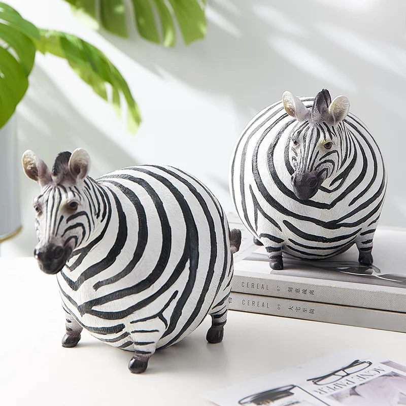 

Nordic Ins Fat Zebra Resin Animal Figurines Ornaments Animal Model Desk Decor Home Decoration Accessories Modern Room Decoration