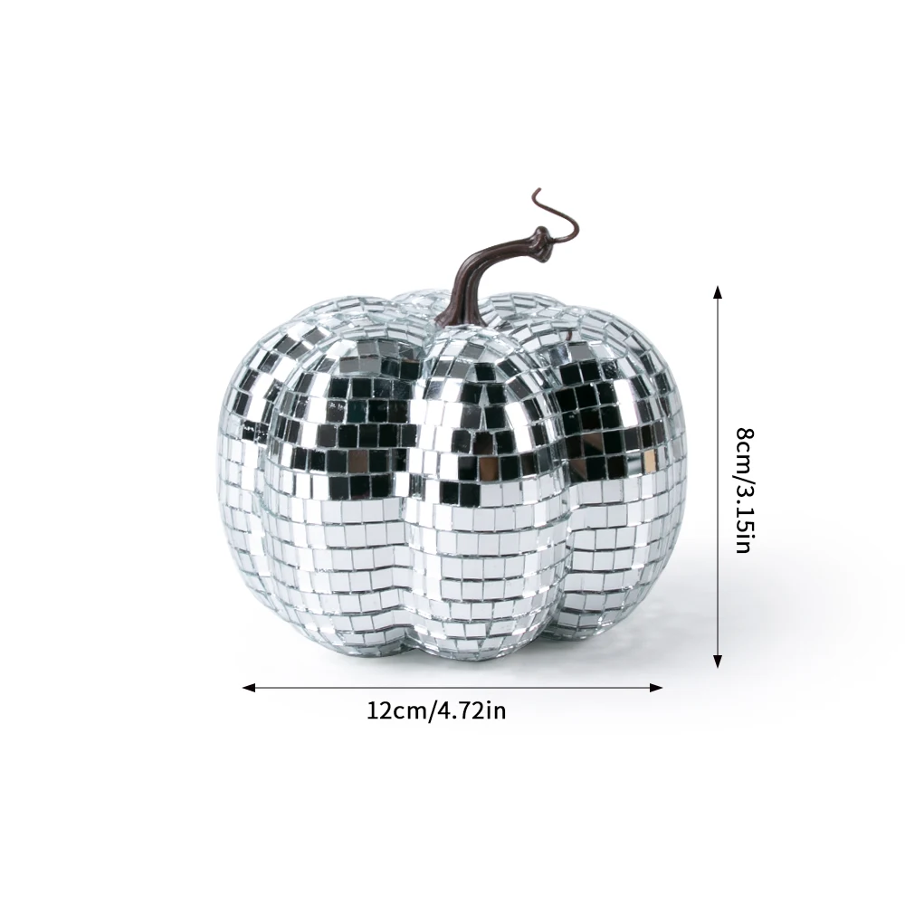 Серебряный стеклянный диско-шар тыква 
Серебряный стеклянный диско-шар тыква