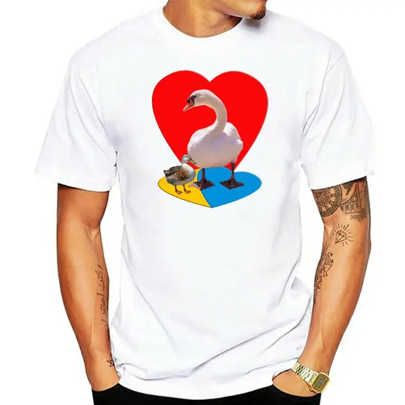 

Men's Swan Duck Love t shirt Designs Short Sleeve Euro Size S-3xl gents Famous Authentic Spring Autumn Unique shirt