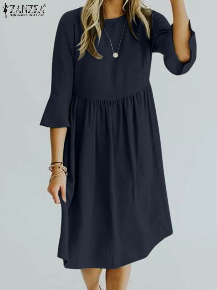 ZANZEA Autumn Casual Vintage Dress Woman O-Neck Solid Color 3/4 Sleeve Vestido Femme Fashion Elegant Sundress Holiday Robe 2023
ZANZEA Autumn Casual Vintage Dress Woman O-Neck Solid Color 3/4 Sleeve Vestido Femme Fashion Elegant Sundress Holiday Robe 2023