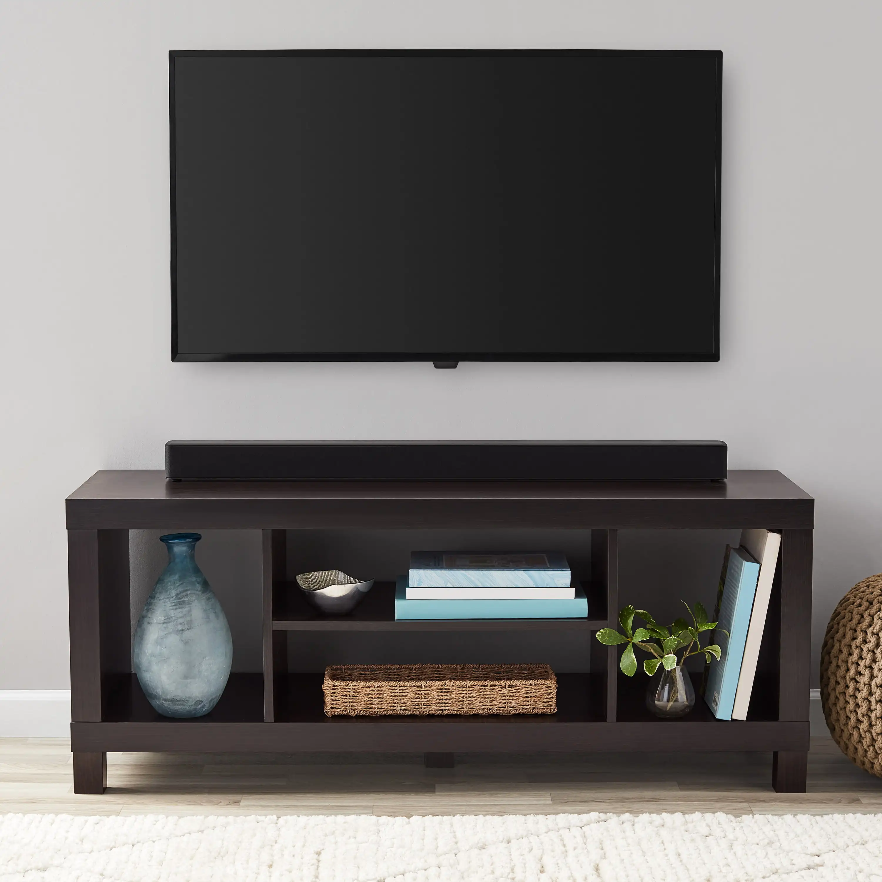 TV Stand for TVs up to 42", True Black Oak Features four open compartments for storage and display (US Stock)
TV Stand for TVs up to 42", True Black Oak Features four open compartments for storage and display (US Stock)