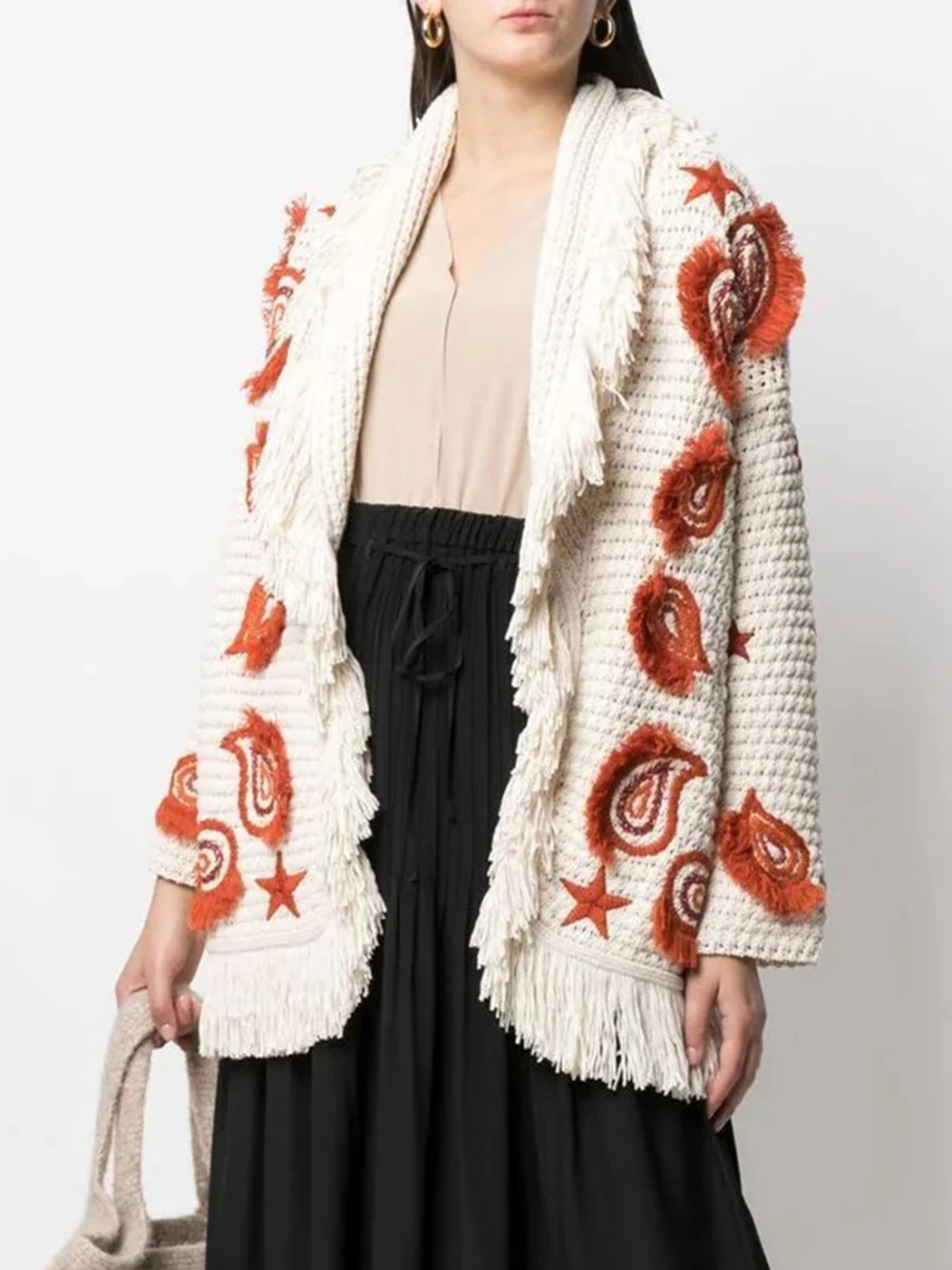 Jastie Autumn Winter Retro Lapel Hollow Wool Long Sleeve Cardigan Jacket Outerwear Embroidery Tassel Chic Boho Sweater Coat Top
Jastie Autumn Winter Retro Lapel Hollow Wool Long Sleeve Cardigan Jacket Outerwear Embroidery Tassel Chic Boho Sweater Coat Top