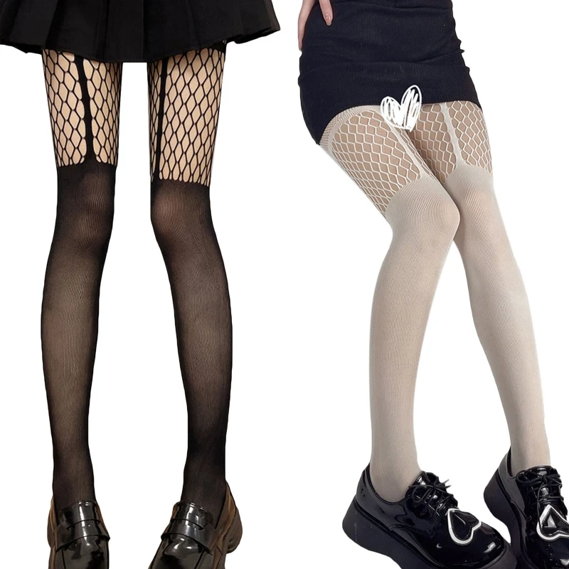 

Women's Long Fishnet Tights Hollow Out Stocking Sexy Pantyhose Club Party Mesh Stockings Punk Lolita JK Style Cosplay T8NB