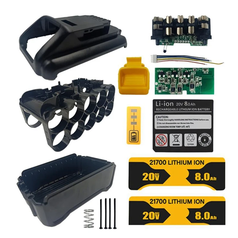 10X21700 DCB200 Li-Ion Battery Plastic Case PCB Charging Protection Circuit Board For Dewalt 18V 20V With 8.0Ah Sticker
10X21700 DCB200 Li-Ion Battery Plastic Case PCB Charging Protection Circuit Board For Dewalt 18V 20V With 8.0Ah Sticker