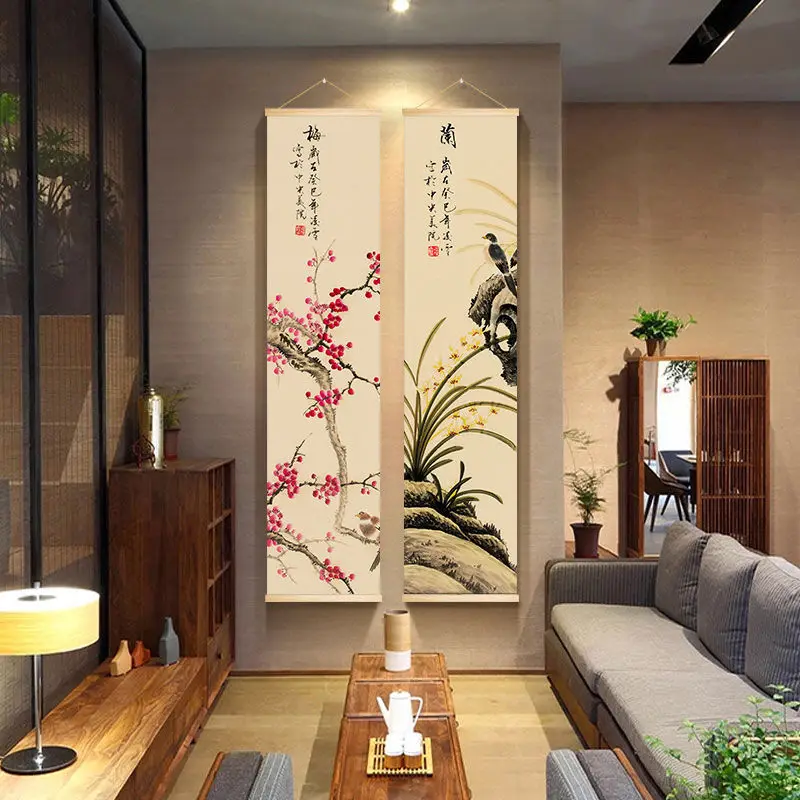 Traditional Chinese Flower bamboo Scroll Wall Painting Vintage Living Room Decor Aesthetic Wall Art Home Decorative Poster
Traditional Chinese Flower bamboo Scroll Wall Painting Vintage Living Room Decor Aesthetic Wall Art Home Decorative Poster