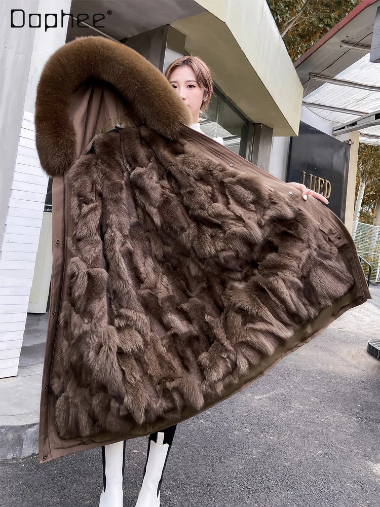 Long Big Fur Collar Hooded Parka Female 2023 Winter Fox Fur Liner Detachable Mid-Length Fur Integrated Women's Fur Coat
Long Big Fur Collar Hooded Parka Female 2023 Winter Fox Fur Liner Detachable Mid-Length Fur Integrated Women's Fur Coat