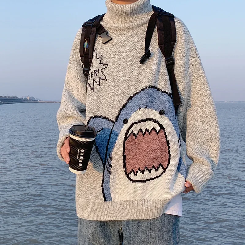 Men Turtlenecks Shark Sweater Men 2023 Winter Patchwor Harajuku Korean Style High Neck Oversized Grey Turtleneck For Men
Men Turtlenecks Shark Sweater Men 2023 Winter Patchwor Harajuku Korean Style High Neck Oversized Grey Turtleneck For Men