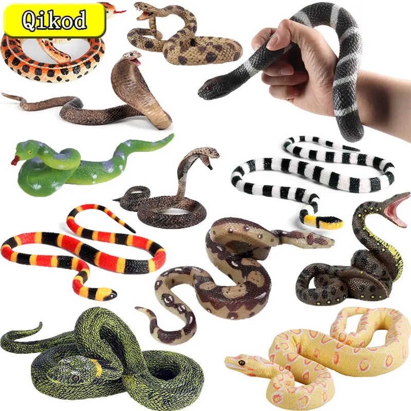 

Simulated Wild Animal Reptile Snake Model Figurine Cobra Python Rattlesnake Viper Action Figures Home Decor Kids Toys Collection