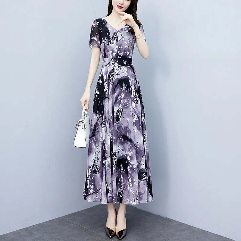 M-5XL Print Long Women Party Dress Vintage Elegant Chiffon Dresses Ladies Short Sleeve Summer Casual Dress 2023
M-5XL Print Long Women Party Dress Vintage Elegant Chiffon Dresses Ladies Short Sleeve Summer Casual Dress 2023