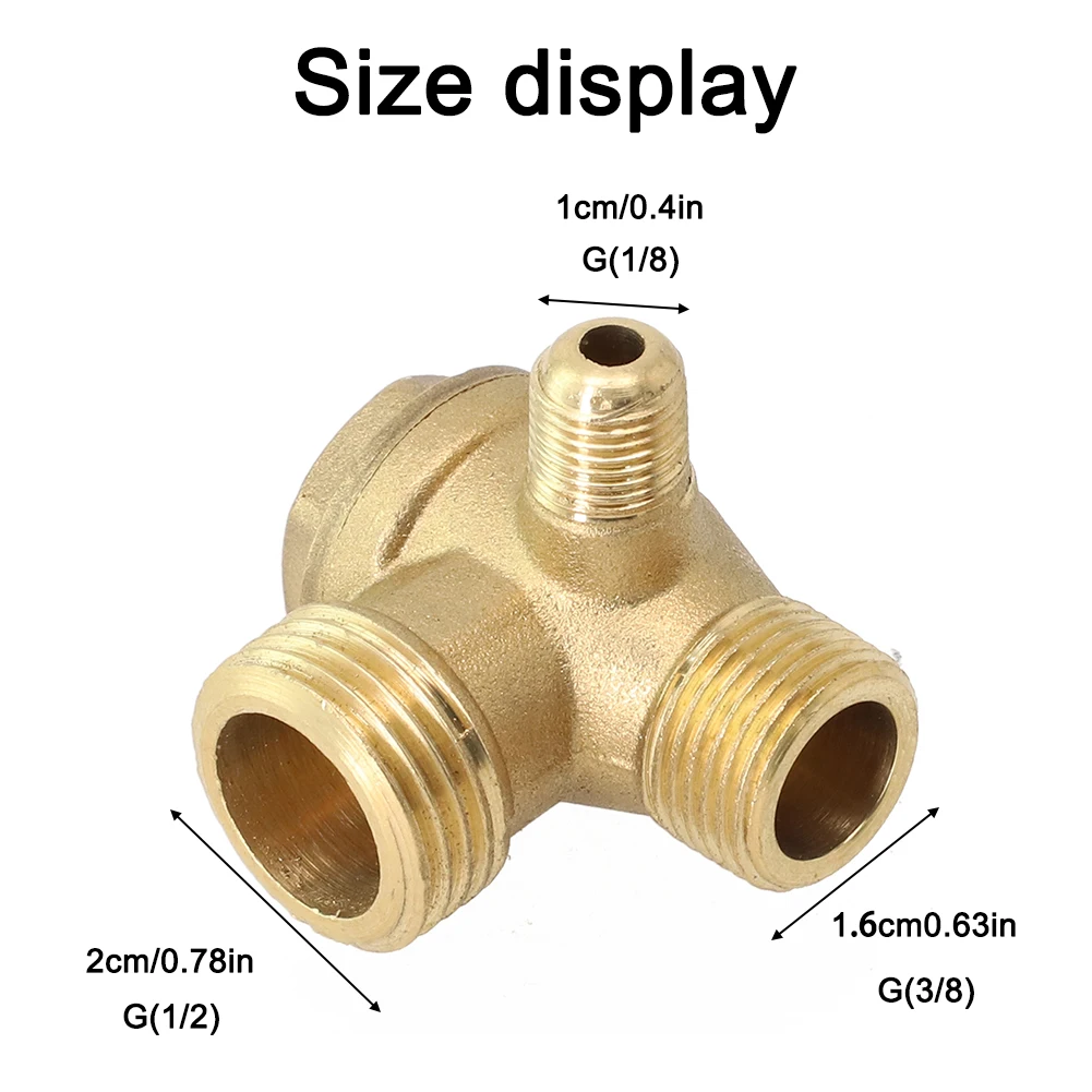 3-Port Brass Air Compressor Check Valve Central Pneumatic Male Thread G1/2 G3/8 Workshop Equipment Tool Accessory
3-Port Brass Air Compressor Check Valve Central Pneumatic Male Thread G1/2 G3/8 Workshop Equipment Tool Accessory