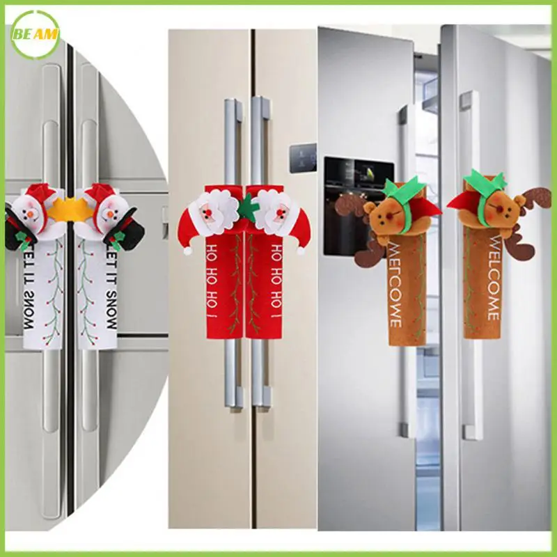 

Christmas Refrigerator Door Handle Covers Santa Claus Microwave Oven Dishwasher Door Handle Cover Christmas Party Decoration
