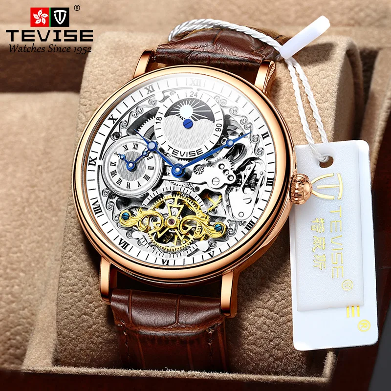 TEVISE Luxury Hollow Out Tourbillon Multiple Time Zone Waterproof Automatic Mechanical Watches Fashion Watch Men Leather Strap
TEVISE Luxury Hollow Out Tourbillon Multiple Time Zone Waterproof Automatic Mechanical Watches Fashion Watch Men Leather Strap